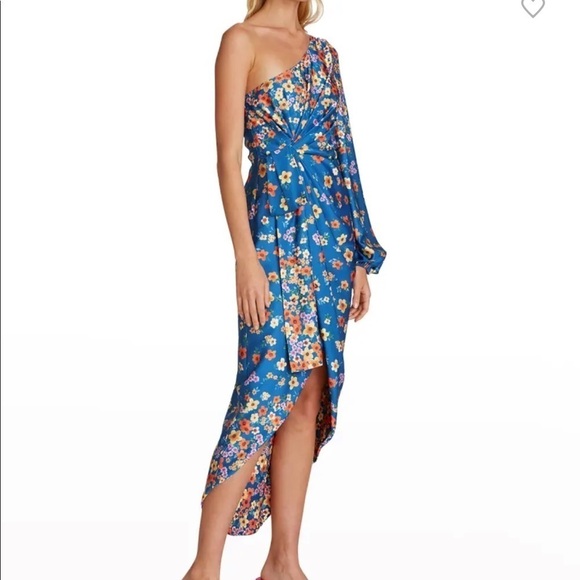 NWT- AMUR “Atara” One- Shoulder High-Low Floral Midi Dress - Picture 4 of 6